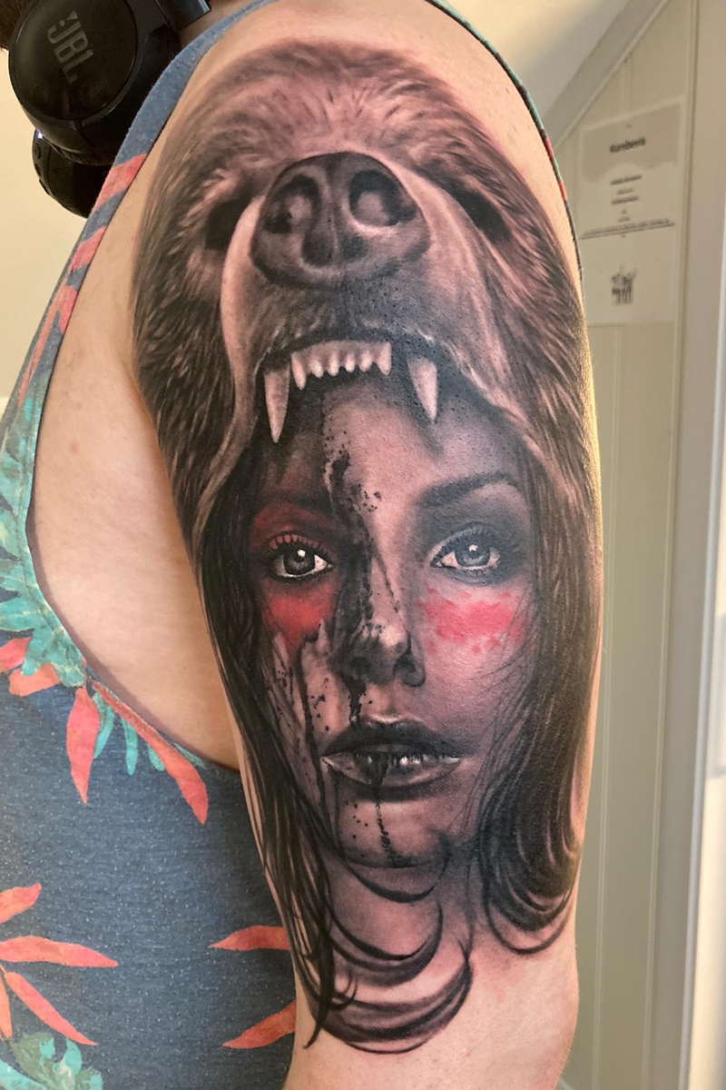 bear and lady Image